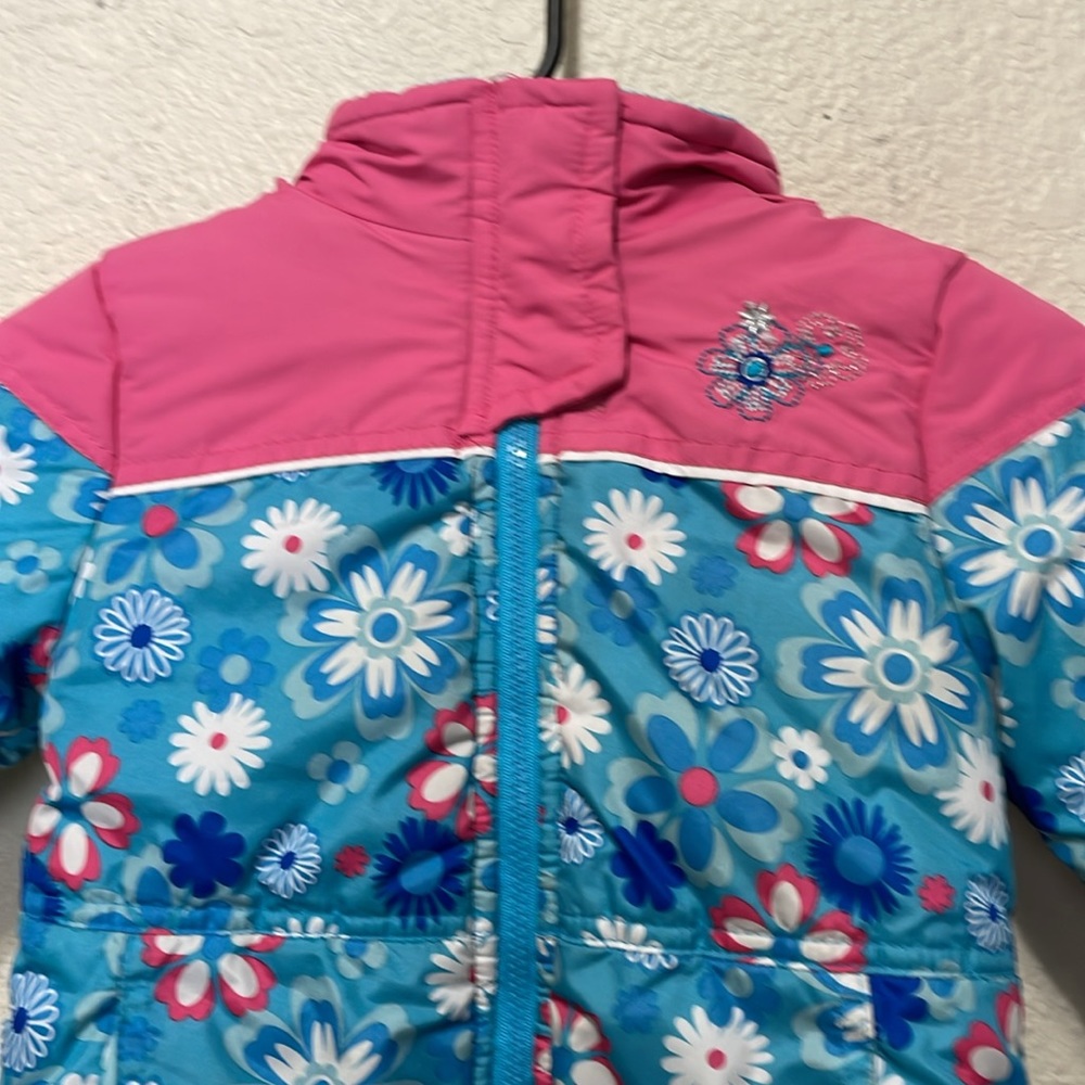 Rugged Bear Girls Blue Floral Winter Jacket. Very Good Condition. Size 24M. - Picture 4 of 16